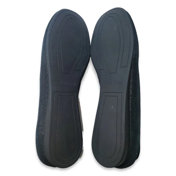 Calvin Klein Black Suede Flats with Silver Emblem - Picture 7 of 7